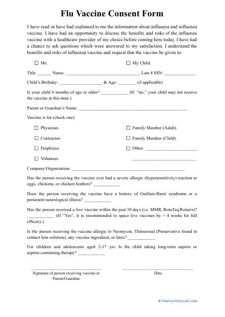 Flu Vaccine Consent Form - Fill Out, Sign Online and Download PDF ...