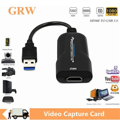 GRWIBEOU Tarjeta De Captura De V Deo HDMI A USB 3 0 Adaptador De