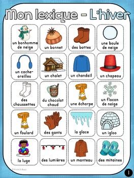 French Winter Vocabulary Word Wall Hiver Vocabulaire Et Lexique