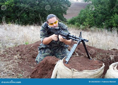 Airsoft Soldier With M60 Stock Photo - Image: 20228250