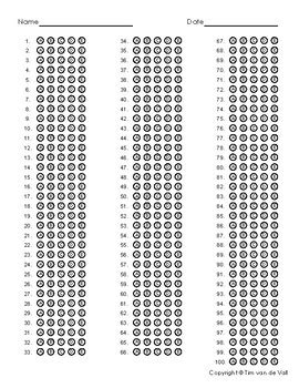 Answer Sheet Templates Bubble Sheet Fill In The Blank By Tim S