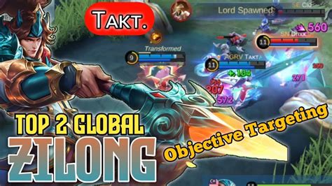 Objective Targeting Tᴀᴋᴛ Top 2 Global Zilong Gameplay Top Global