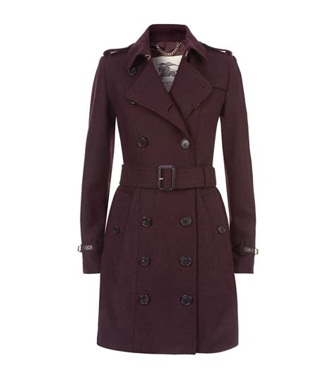 Burberry Swannington Leather Trim Wool Trench Coat In Purple Lyst