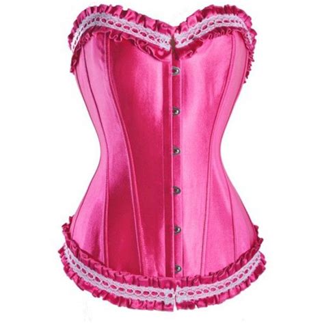 Satin Corset Top Strapless With Lace Trim Pink Pink Corset Corset