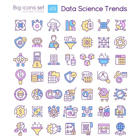 Data Science Trends Rgb Color Icons Set Big Data Dataset Logo Vector, Big Data, Dataset, Logo ...