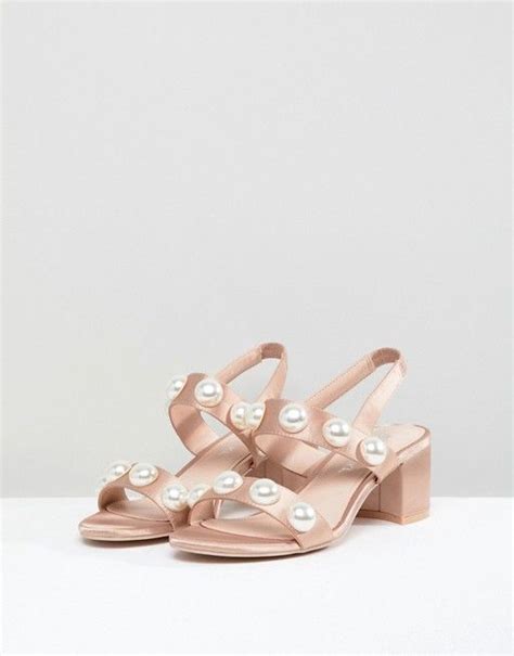 Monki Monki Pearl Detail Block Heeled Sandal Block Heels Sandal