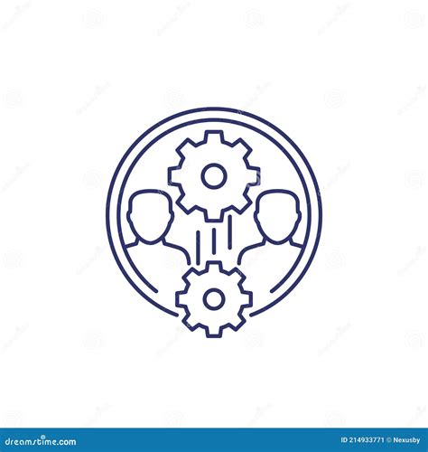 Team Interaction Work And Cooperation Line Icon Stock Vector