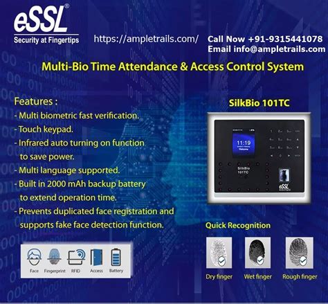 Essl Silkbio Tc Face Fingerprint Time Attendance Machine India