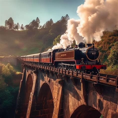 Une Photographie De L Ancien Train Vapeur Sur Le Pont En Arc Photo