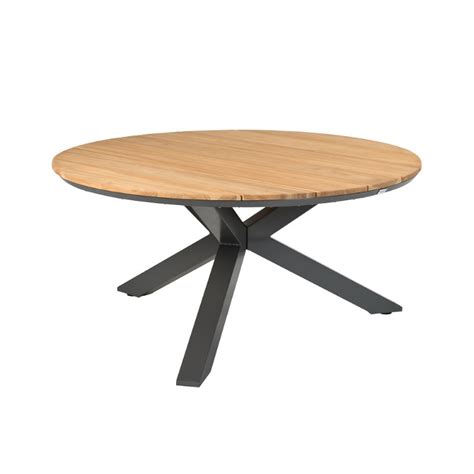 Tierra Outdoor Orbital Dining Table 120cm Round Grey Teak TO 6434