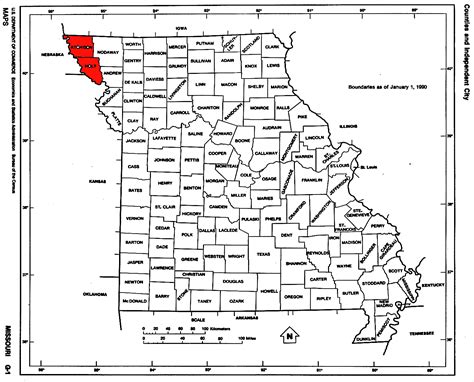 Map of Missouri Highlighting the Loess Hills - MapSof.net