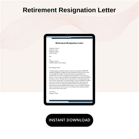 Retirement Resignation Letter Sample Template In Pdf And Word Etsy Australia