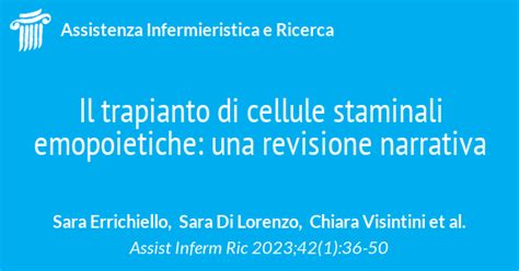 Il Trapianto Di Cellule Staminali Emopoietiche Una Revisione Narrativa