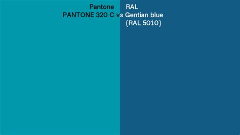 Pantone 320 C Vs RAL Gentian Blue RAL 5010 Side By Side Comparison