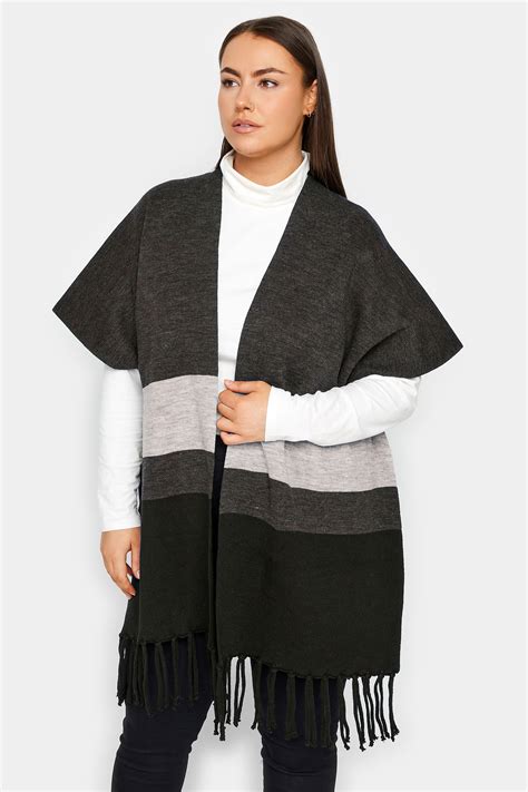 Evans Grey Colour Block Wrap Cardigan Evans