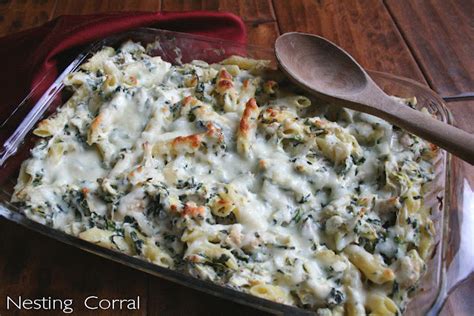 The Nesting Corral: Cheesy Chicken, Artichoke, & Spinach Bake