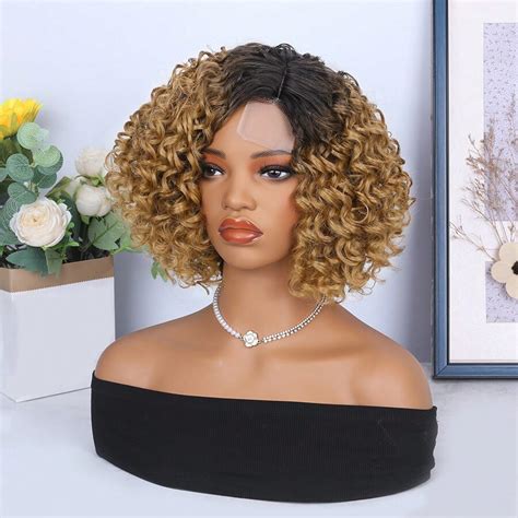 Womens Fashionable Short Curly Synthetic Lace Wig Side Part Pixie Cut