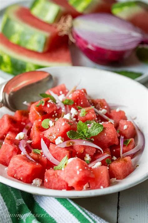 Watermelon Salad With Balsamic Vinaigrette Saving Room For Dessert