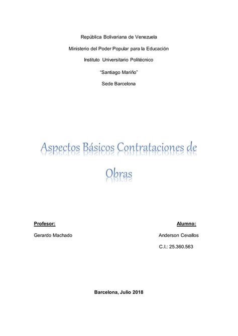 Aspectos Básicos Contrataciones de Obras PDF