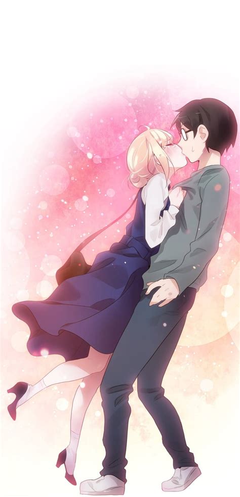 Download Kissing Aesthetic Anime Couple Wallpaper