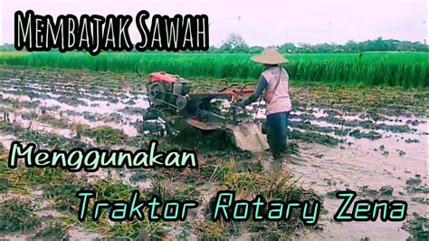 Membajak Sawah Dengan Traktor Rotary Zena Membuat Lahan Padi Youtube