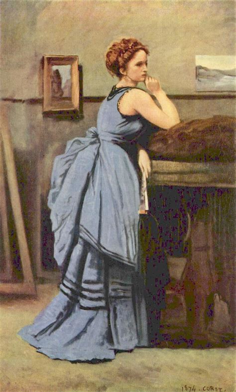 Lady In Blue 1874 By Jean Baptiste Camille Corot Artchive