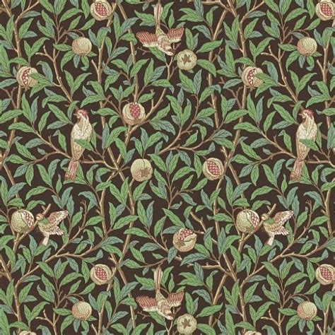 Bird And Pomegranate Wallpaper Charcoal Sage By Morris And Co 212537