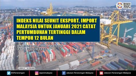 Indeks Nilai Seunit Eksport Import Malaysia Untuk Januari Catat