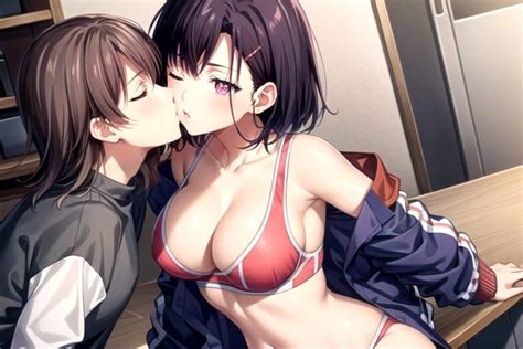 Off Shoulder Kissing 1 Boy 1 Girl Unbuttoned AI Porn