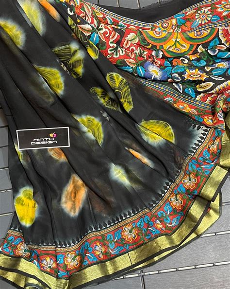 Shibori Kalamkari Printed Georgette Sarees