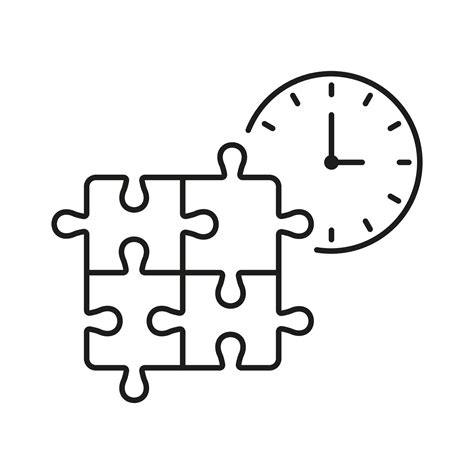 Puzzle with Time, Urgency Solution Line Icon. Jigsaw Pieces and Watch