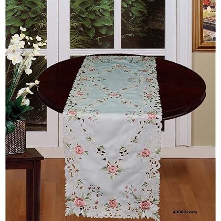 Amazon Creative Linens Embroidered Pink Rose Daisy Floral Table