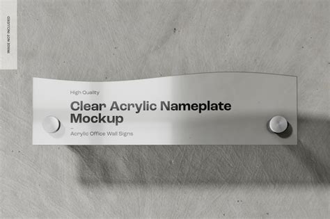 Premium PSD Clear Acrylic Nameplate Mockup Front View