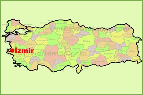 İzmir location on the Turkey Map - Ontheworldmap.com