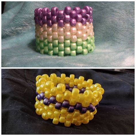 Shiny Genderqueer And Intersex Pride Flag Kandi Cuffs Etsy