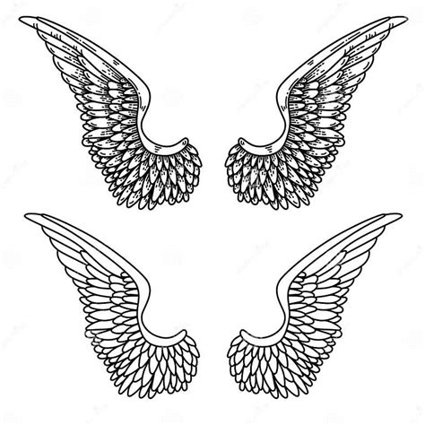 Illustration Of A Pair Of Wings In Black And White Done In A Tattoo Style Angel Wings Stock