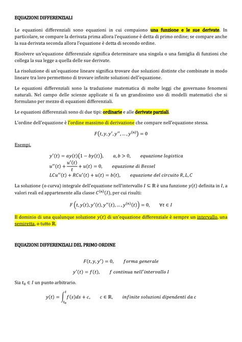 Appunti Equazioni Differenziali Analisi Matematica A A