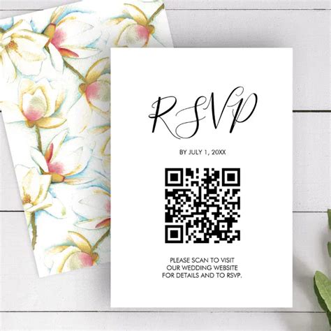 Qr Code Wedding Rsvp Floral Enclosure Card Zazzle