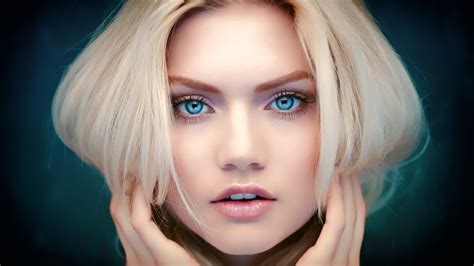 Wallpaper ID 1438551 Women 4K Face Blonde Portrait Blue Eyes