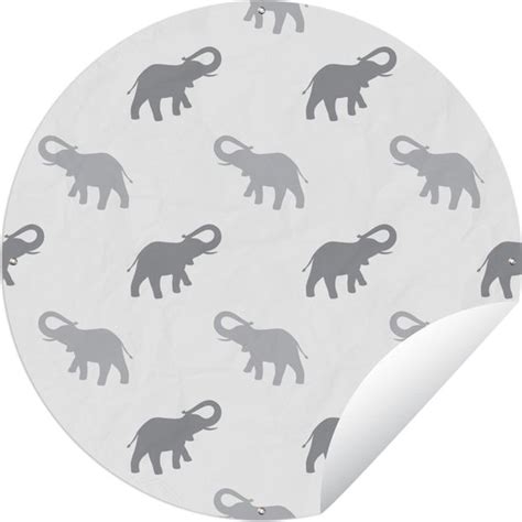 Tuincirkel Olifant Patroon Wit X Cm Ronde Tuinposter