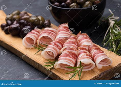 Rolls Of Pancetta Bacom Stock Photo Image Of Food Pork 146681216