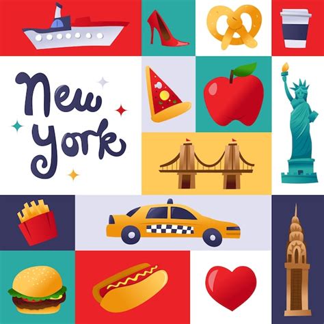 Premium Vector | Super cute new york culture mosaic decoration