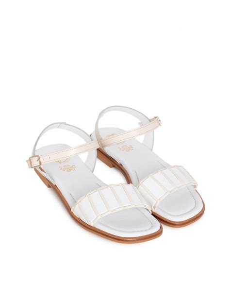 Sandalias Tiras Cruzadas Planas Beige Pera Limonera