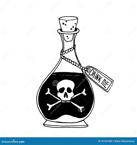 Happy Halloween Poison In A Bottle Bottle Icon With Poison Sticker Skull With Crossbones On A