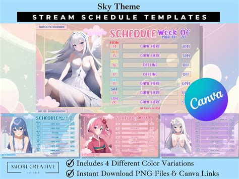 Sky Vtuber Schedule Template Bundle Twitch Stream Schedule Etsy Artofit