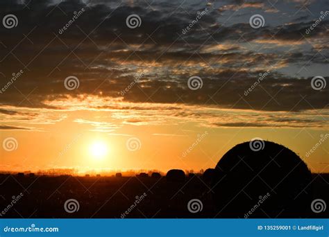 Hay Bale Silhouette stock image. Image of evening, sunlight - 135259001