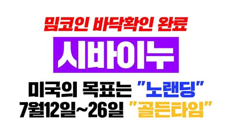 시바이누 긴급 100 바닥확인 완료된 1등 밈코인 7월12일~26일 골든타임 시작 미국의 목표는 노랜딩 하반기