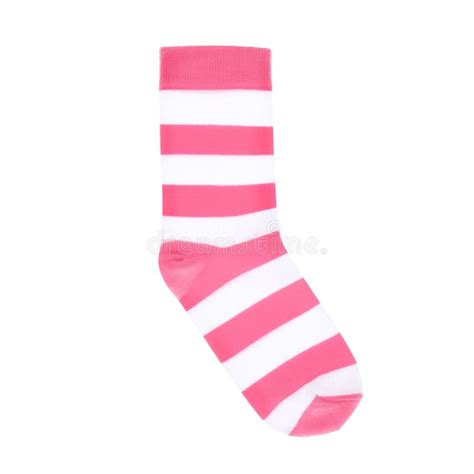 Striped Sock Woman Slim Legs And Feet Wear Sock Striped On White Wall