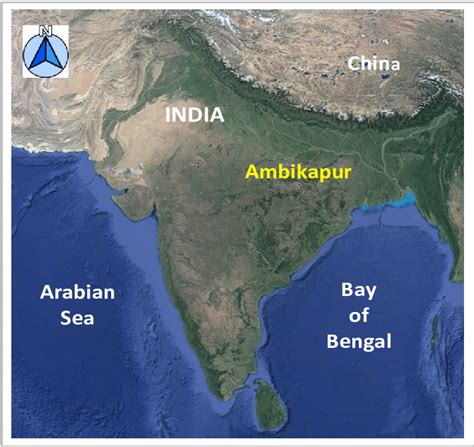 A map showing the location of sampling site Ambikapur (23.1°N and... | Download Scientific Diagram