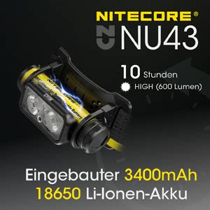 Nitecore Stirnlampe Nu Leicht Usb C Aufladbare Led Kopflampe